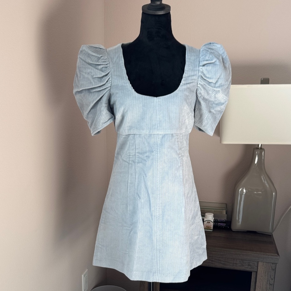 Likely Light Blue Puff Sleeve Mini Dress